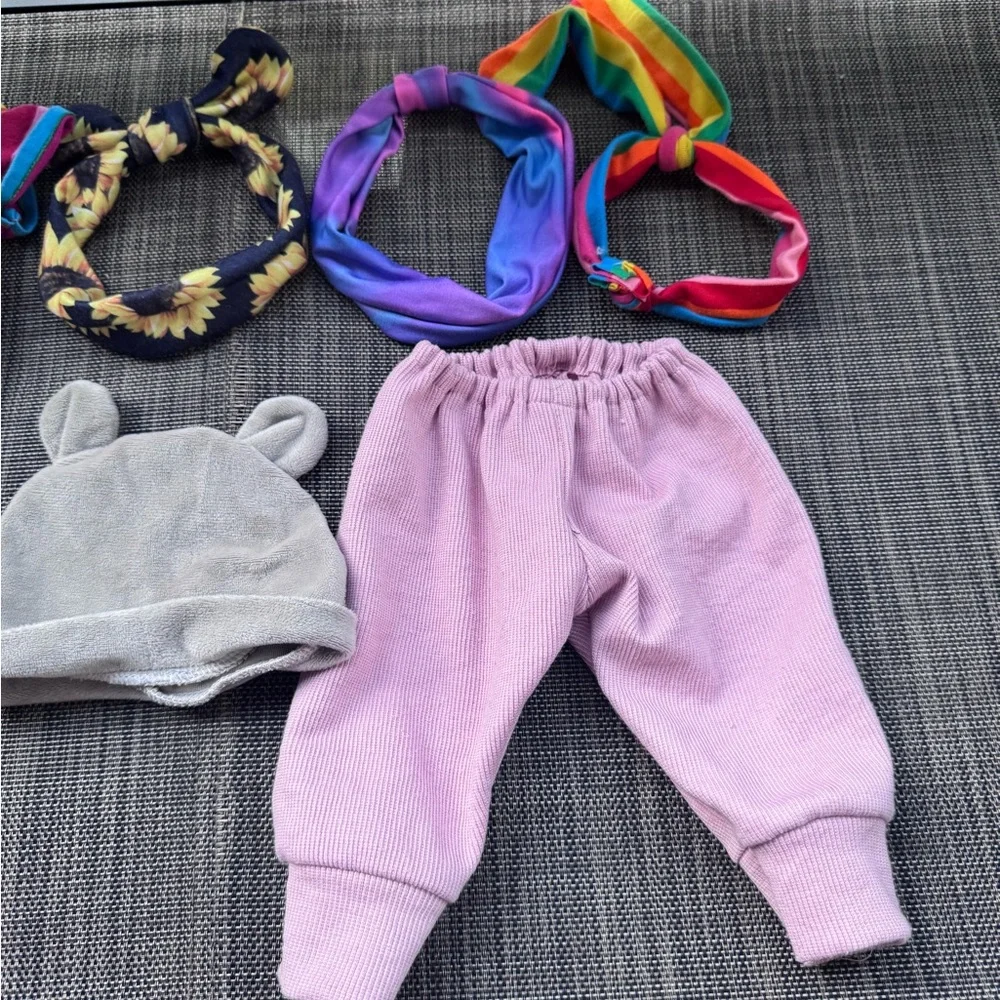 All $8. Rainbow Stripe Baby Jumpsuit + Pink Pants & Cute Hat Set